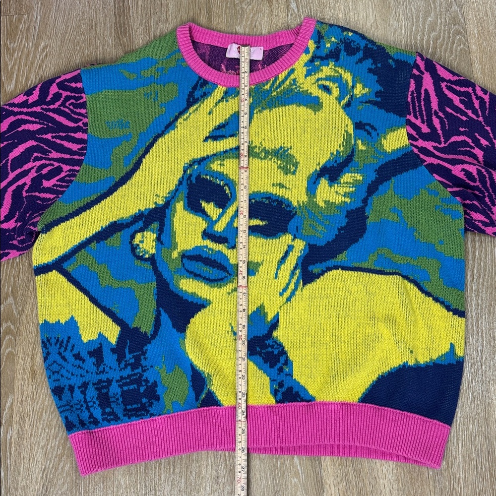 Teddy Fresh × Trixie Mattel Collab Portrait Sweater Pink Zebra Drag Queen 3XL - Picture 8 of 13